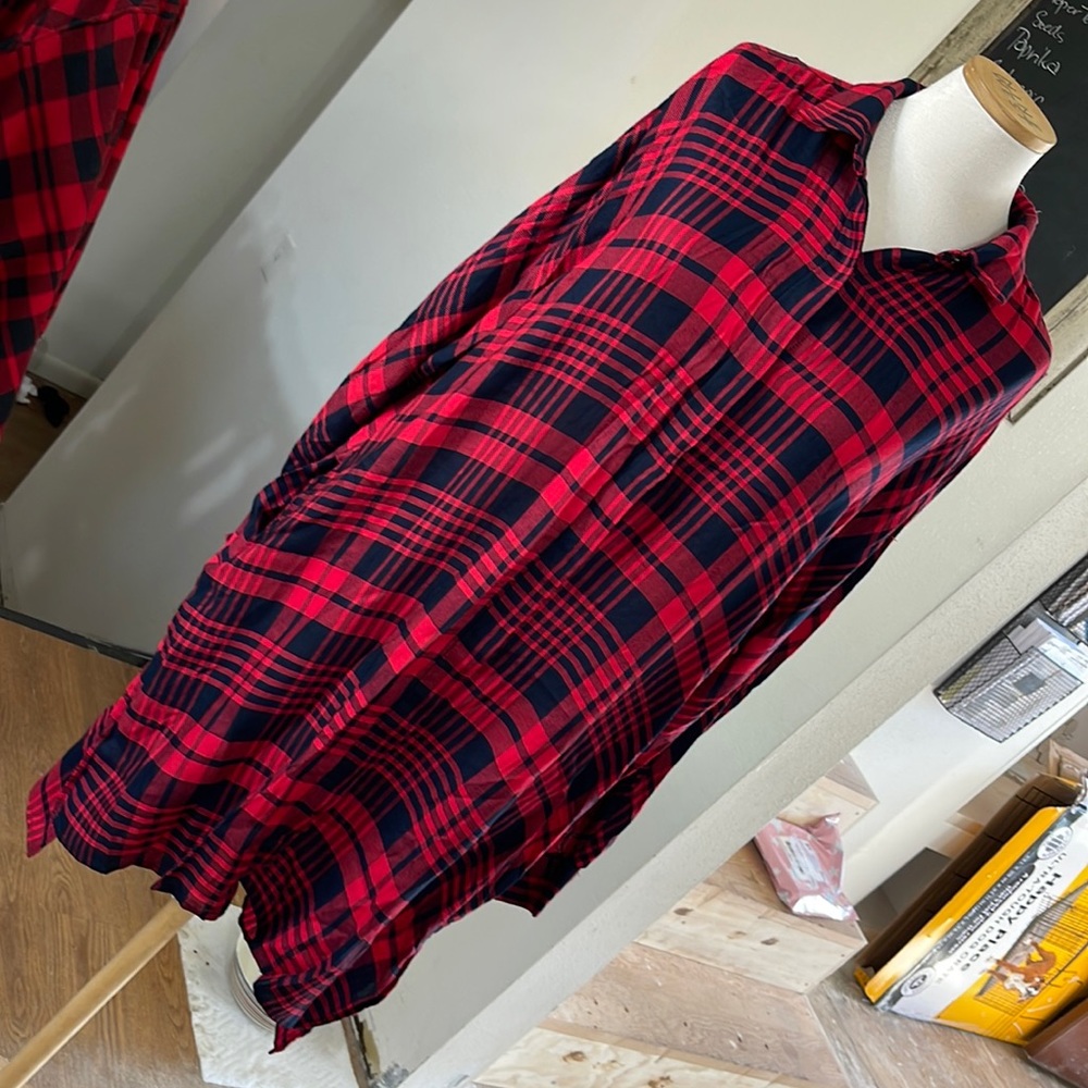 Sun n Moon P.U.R.E. U.S. Soil Red Plaid Dress/Tunic - Sz M